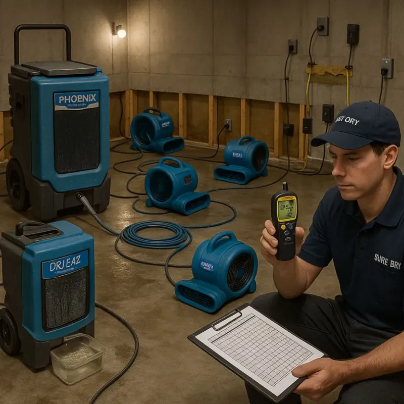 Structural Drying and Dehumidification process in Mastic, NY